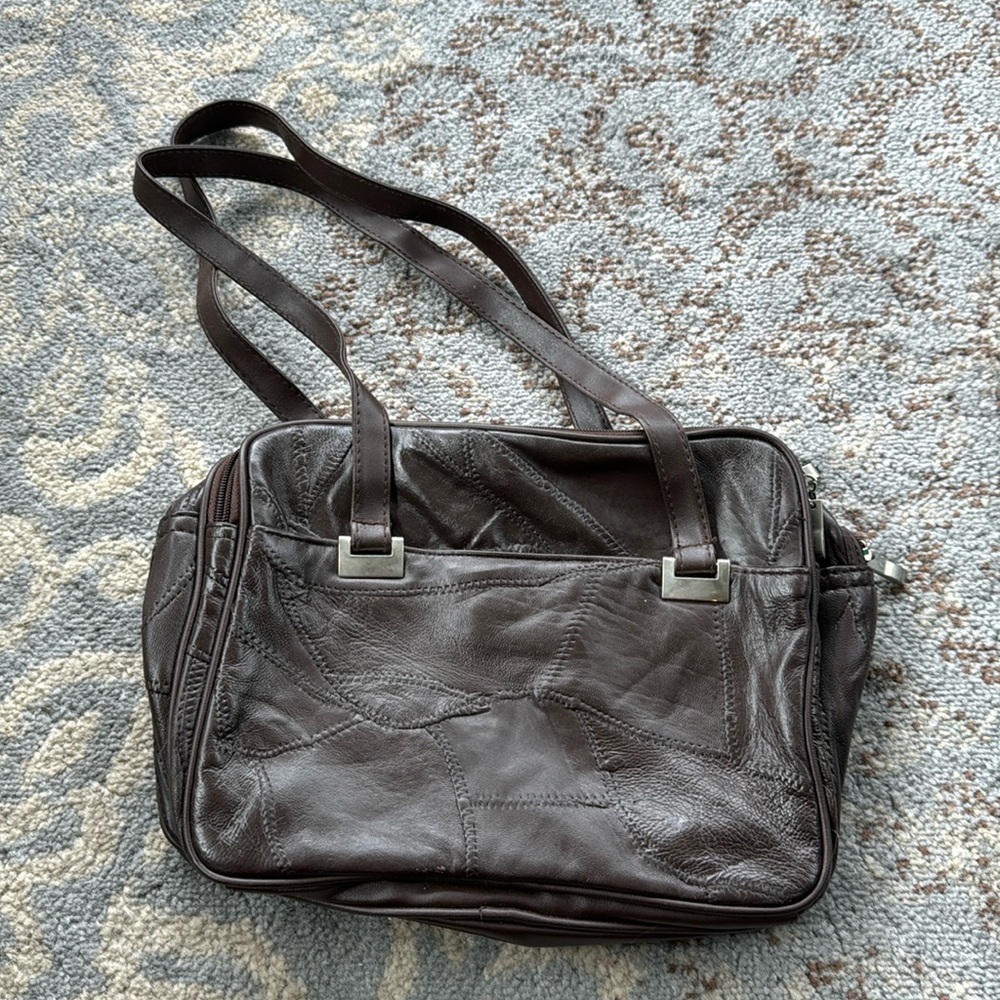 Vintage Leather Patchwork Multi-Compartment Purse… - image 1